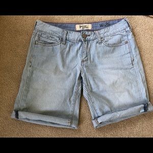 Anthropologie | conductor stripe roll-up shorts